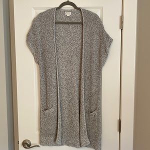 CASLON Nordstrom Black/White Shaker Stitch Open Front Cardigan SIZE Small